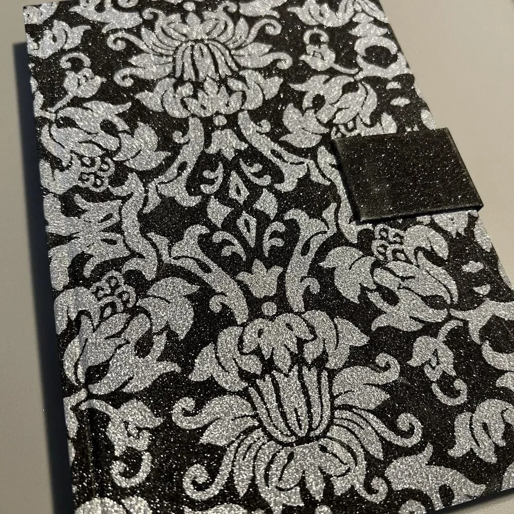 Molly & Rex Victorian Flower Glitter Magnetic Strap Journal 104 Ruled Pages NEW
